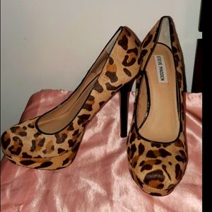 Steve Madden Women's Fur Leopard Heels
